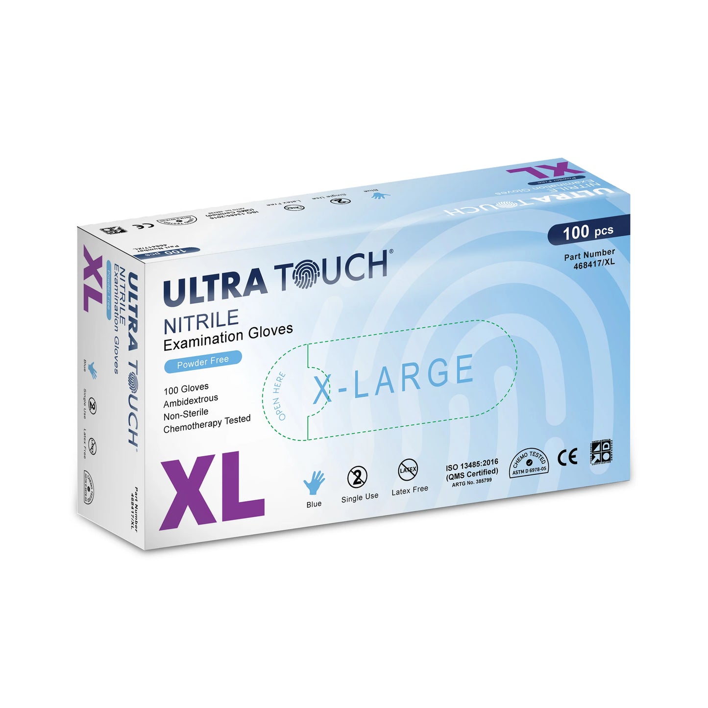 Ultra Touch Nitrile Gloves Powder Free 100pc (Blue)