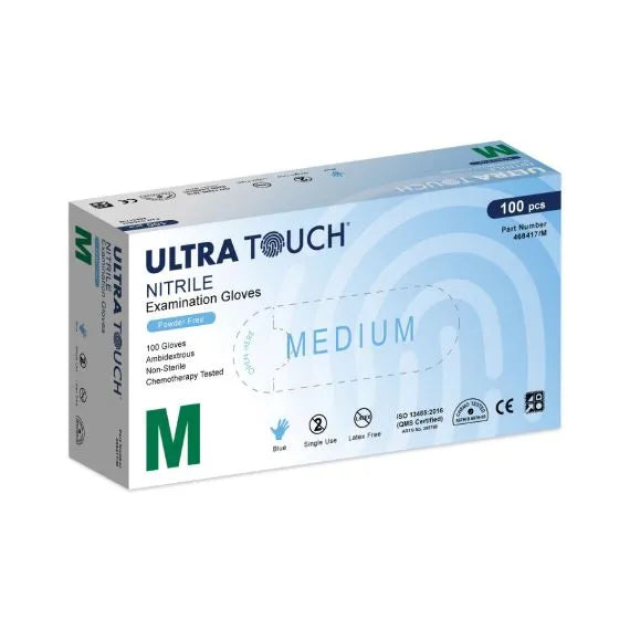 Ultra Touch Nitrile Gloves Powder Free 100pc (Blue)