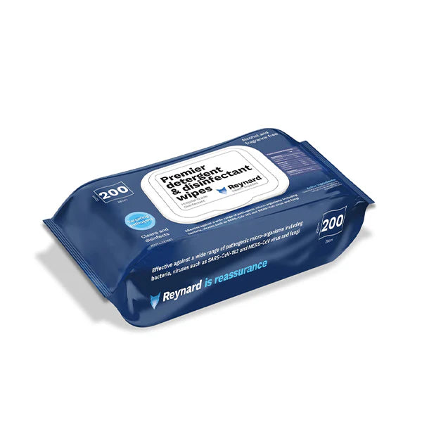 Reynard Premier Detergent & Disinfectant Wipes 200sht 6pk carton
