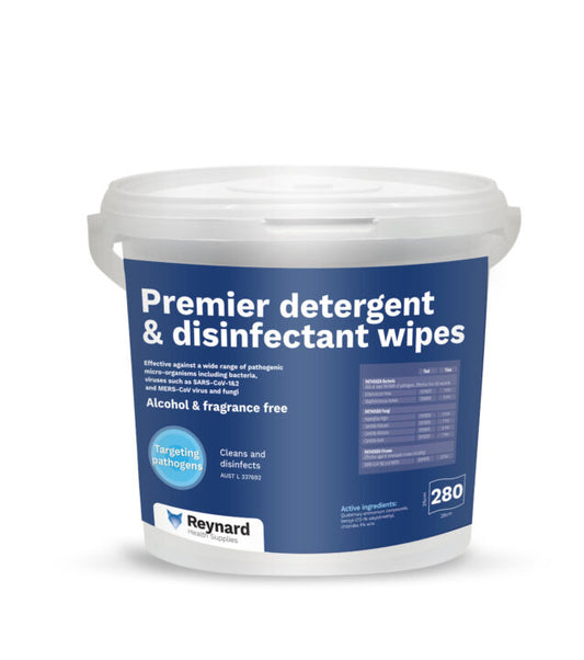 Reynard Premier Detergent and Disinfectant Wipes 280sht Tub