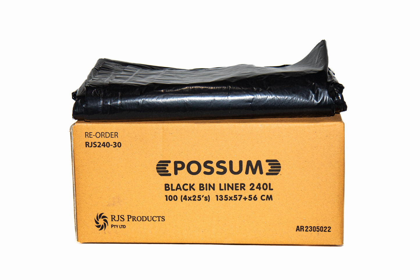 Possum Bin Liner Heavy Duty 240L-30 Black 100pc