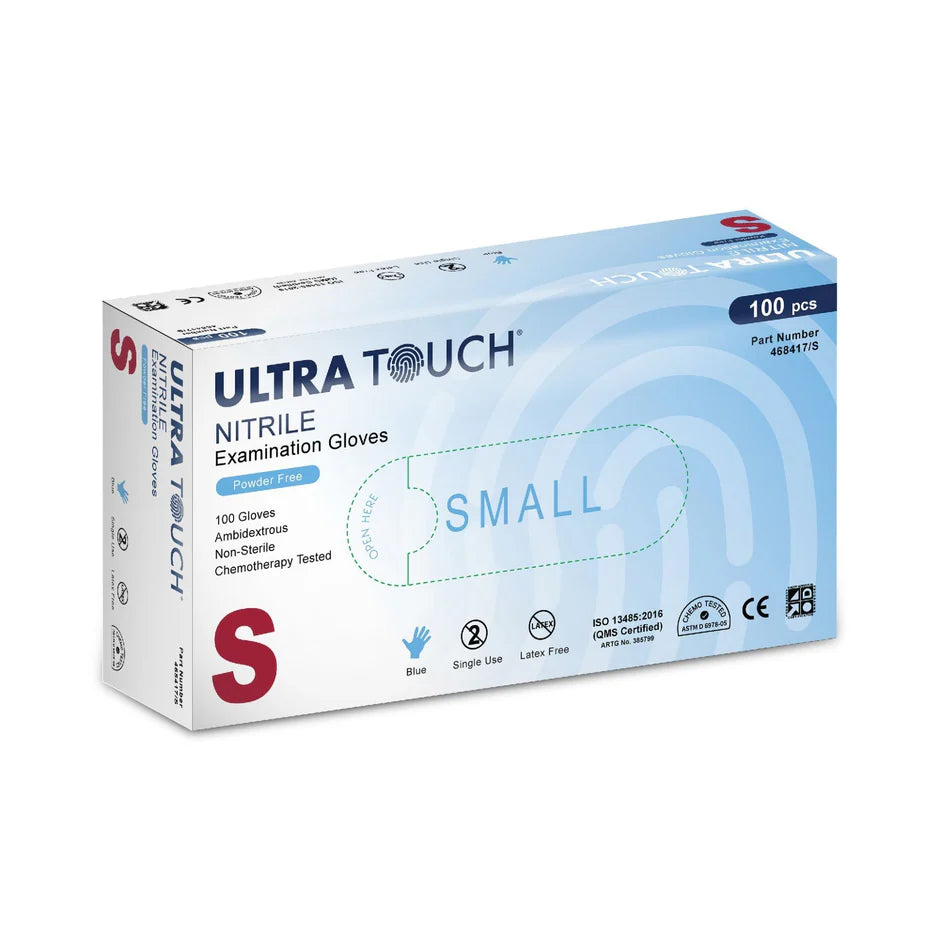 Ultra Touch Nitrile Gloves Powder Free 100pc (Blue)