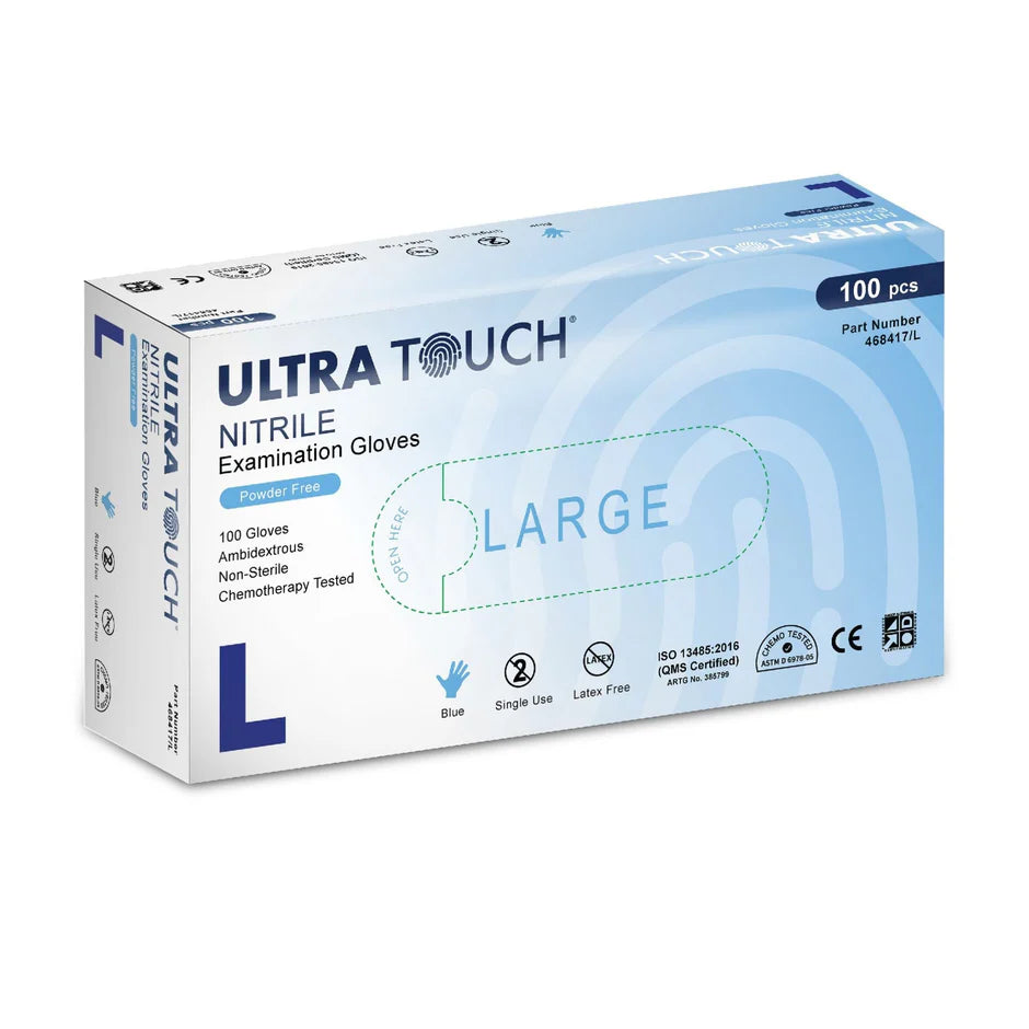 Ultra Touch Nitrile Gloves Powder Free 100pc (Blue)