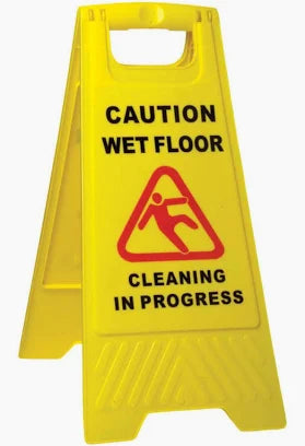 Caution Sign - wet floor cleaning in progress Yellow