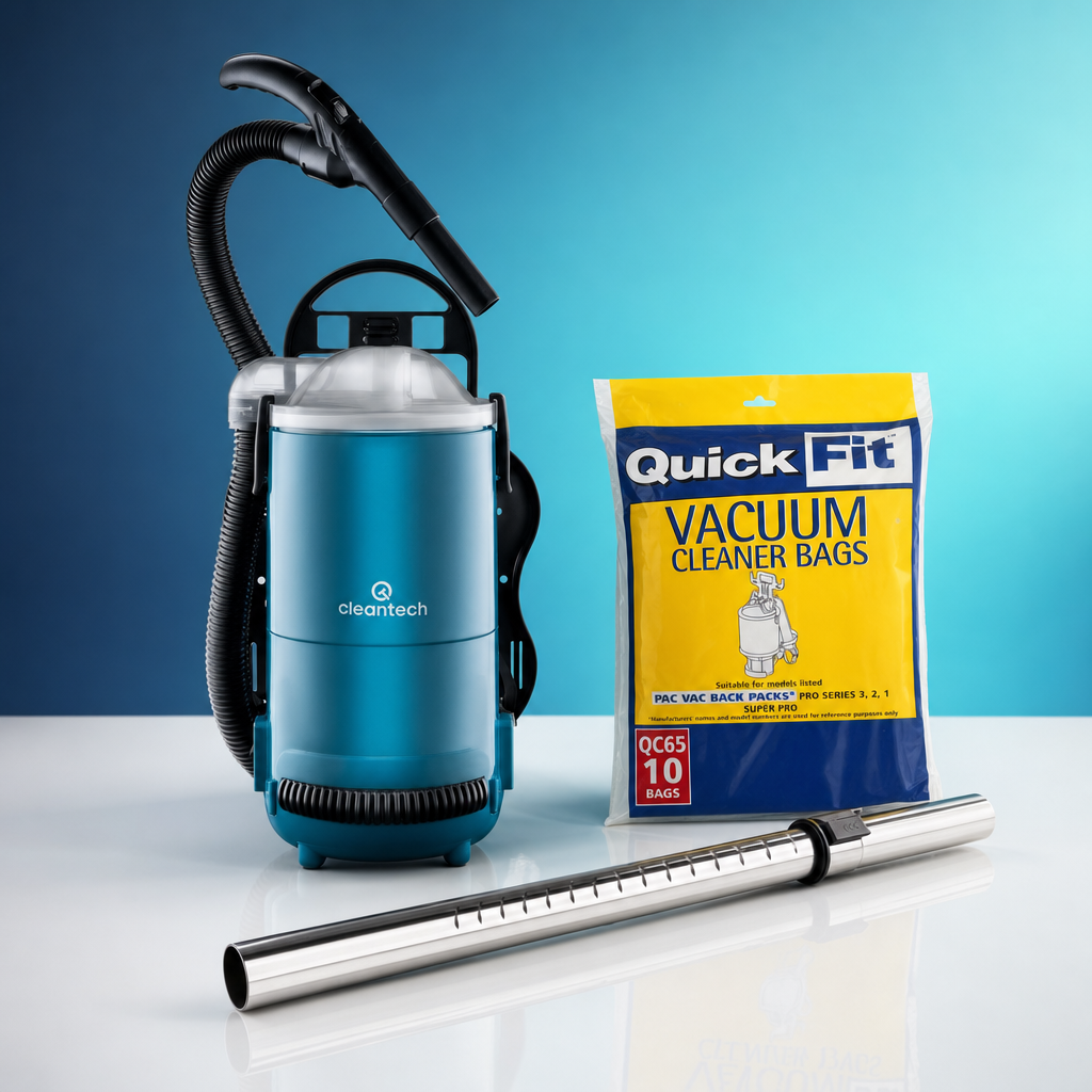 RJS Products commercial backpack vacuum with bags and extension rod
