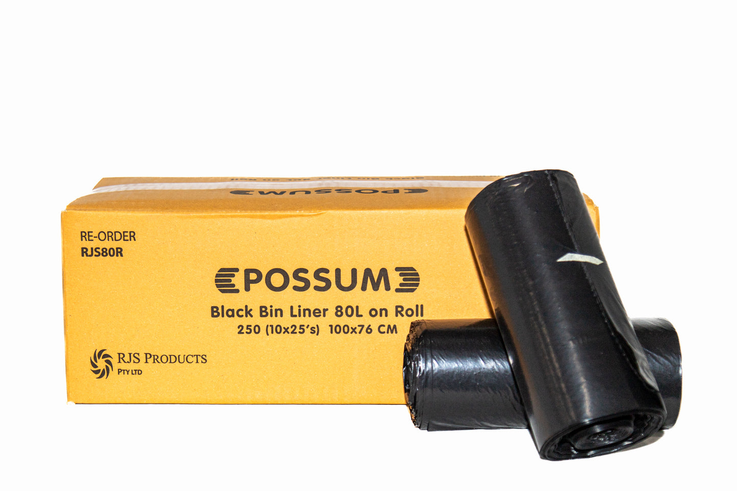 Possum Bin Liner 80L Black 250pc 10x25pc/Roll