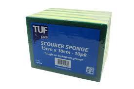 EDCO Tuf Contractor Green/Yellow Scourer Sponge 10pk