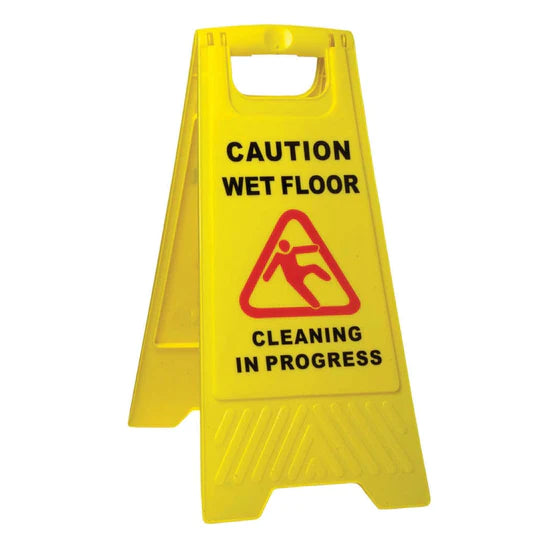 Caution Sign - wet floor cleaning in progress Yellow