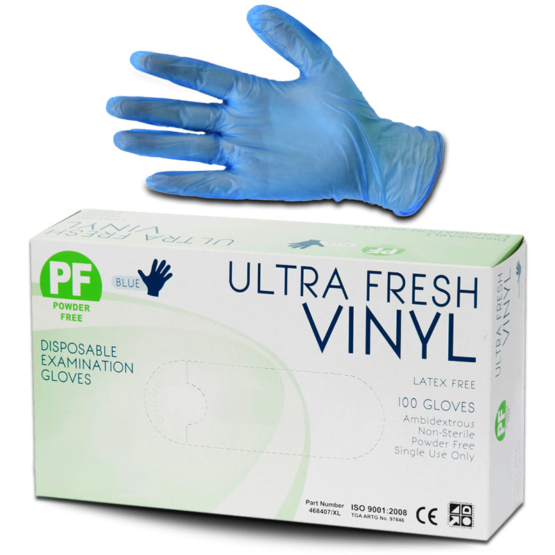 Vinyl Exam Gloves Powder Free 100pc Blue