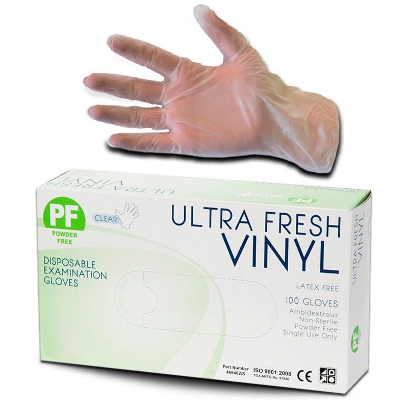 Vinyl Exam Gloves Powder Free 100pc Clear