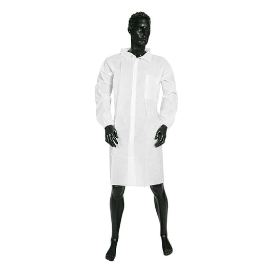 Ultra Health- Polypropylene Lab coat, 1 pocket, White Universal Size- Carton 50pc