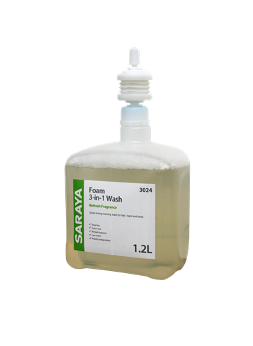 Saraya Foam 3-in-1 Wash- Refresh Fragrance (Hair & Body Wash) 1.2L 4pc