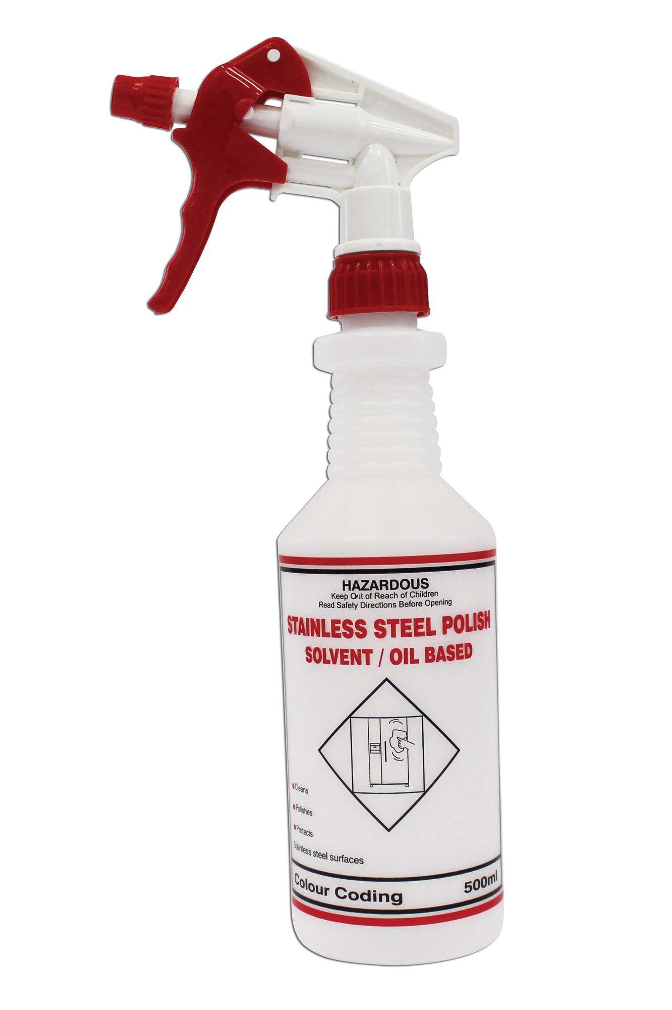 Screen Printed Spray Bottle with Trigger - Stainless Steel Polish 500ml