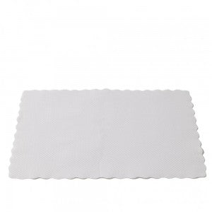 Tray Mat Scalloped Edge-White 505x350mm 1000pc