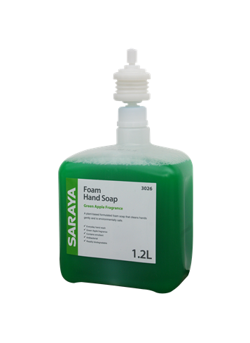 Saraya Foam Hand Soap-Green Apple Fragrance 1.2L 4pc